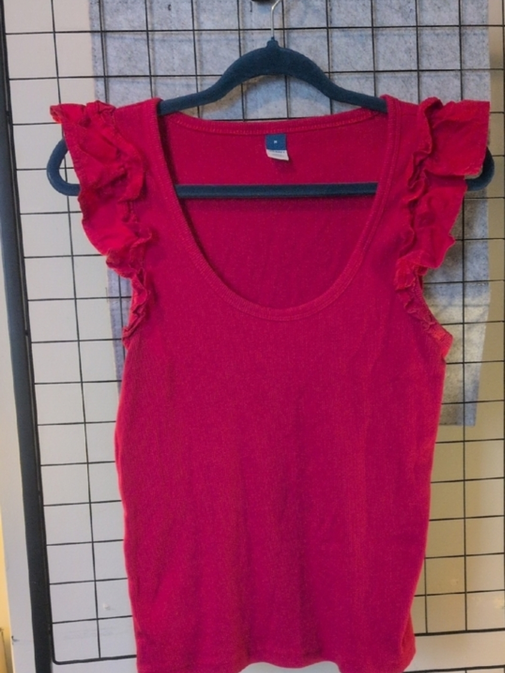 Old Navy Red Ruffle Sleeve Tank Top
